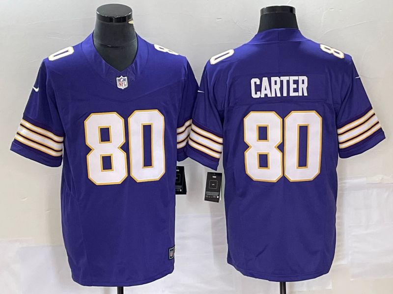 Men Minnesota Vikings #80 Carter Purple Nike Throwback Vapor Limited NFL Jersey